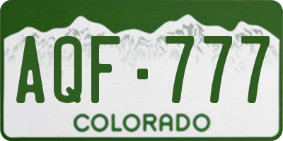 CO license plate AQF777