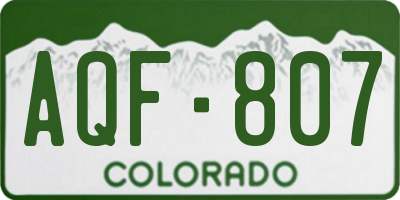 CO license plate AQF807