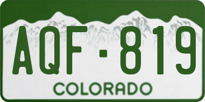 CO license plate AQF819