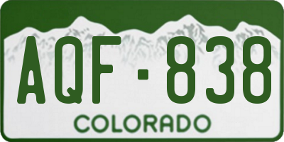 CO license plate AQF838