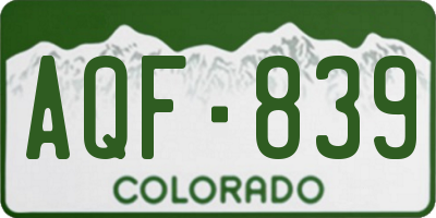 CO license plate AQF839