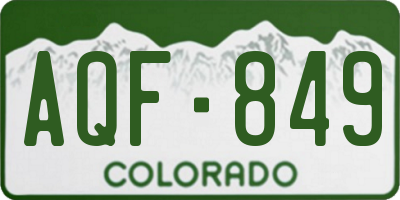 CO license plate AQF849