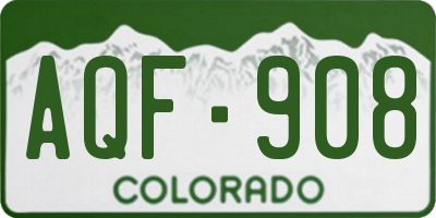 CO license plate AQF908