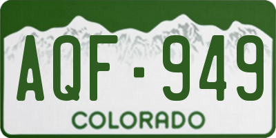 CO license plate AQF949