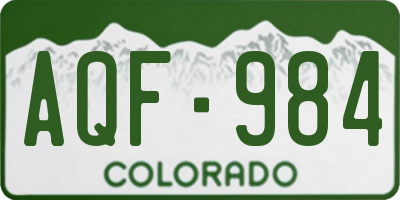 CO license plate AQF984