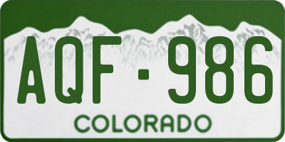 CO license plate AQF986