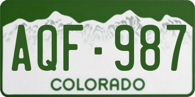 CO license plate AQF987