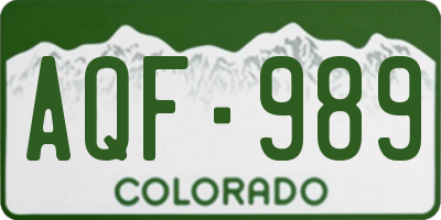 CO license plate AQF989