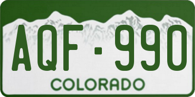 CO license plate AQF990