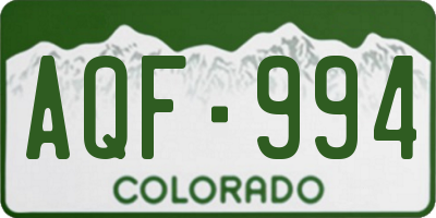 CO license plate AQF994