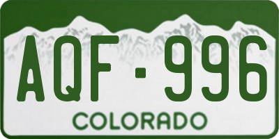 CO license plate AQF996