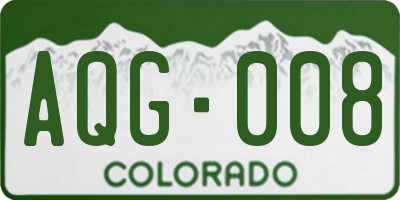 CO license plate AQG008