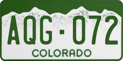 CO license plate AQG072