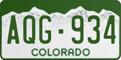 CO license plate AQG934