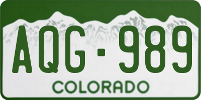 CO license plate AQG989