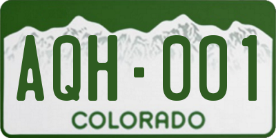CO license plate AQH001