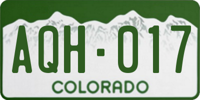 CO license plate AQH017