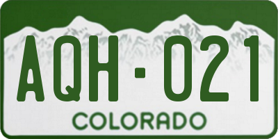 CO license plate AQH021