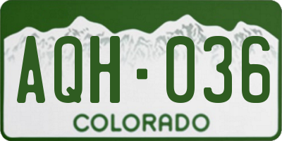 CO license plate AQH036