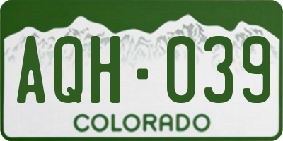 CO license plate AQH039