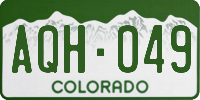 CO license plate AQH049