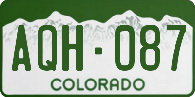 CO license plate AQH087
