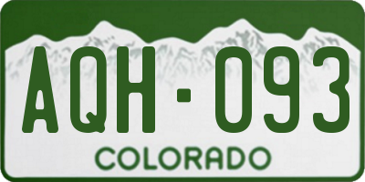 CO license plate AQH093