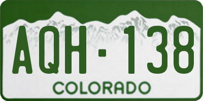 CO license plate AQH138