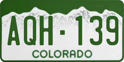 CO license plate AQH139