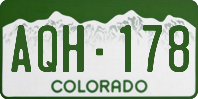 CO license plate AQH178