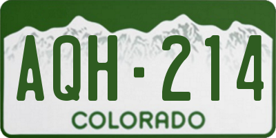 CO license plate AQH214