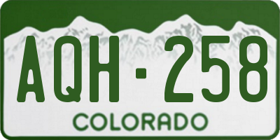 CO license plate AQH258