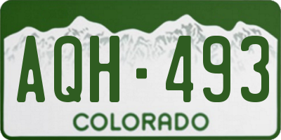 CO license plate AQH493