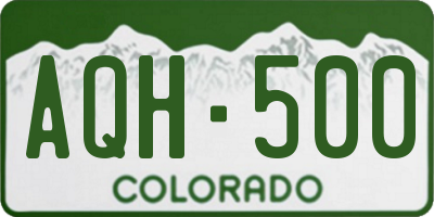 CO license plate AQH500