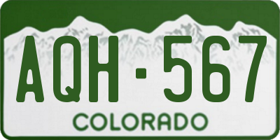 CO license plate AQH567