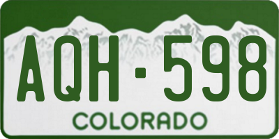 CO license plate AQH598