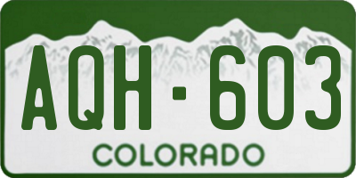 CO license plate AQH603