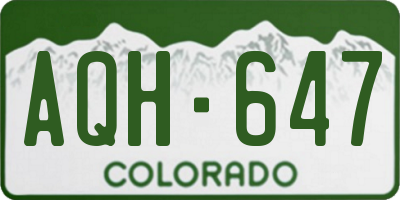 CO license plate AQH647