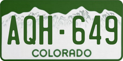 CO license plate AQH649