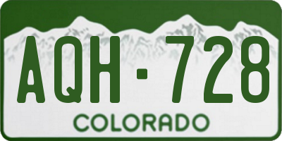 CO license plate AQH728