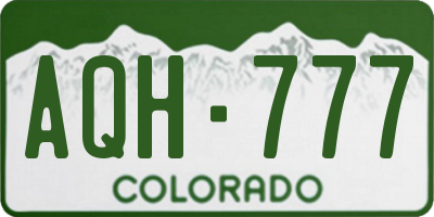 CO license plate AQH777