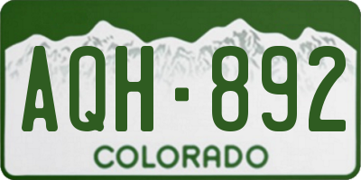 CO license plate AQH892