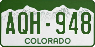 CO license plate AQH948
