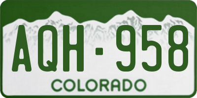 CO license plate AQH958