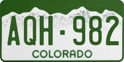 CO license plate AQH982