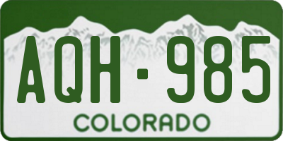 CO license plate AQH985