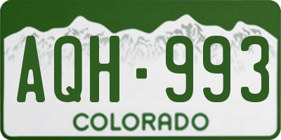 CO license plate AQH993