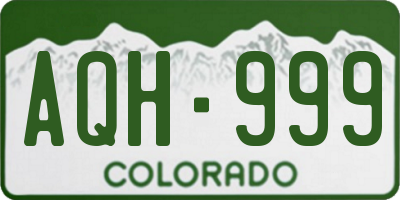 CO license plate AQH999