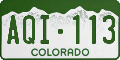 CO license plate AQI113