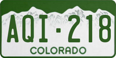 CO license plate AQI218